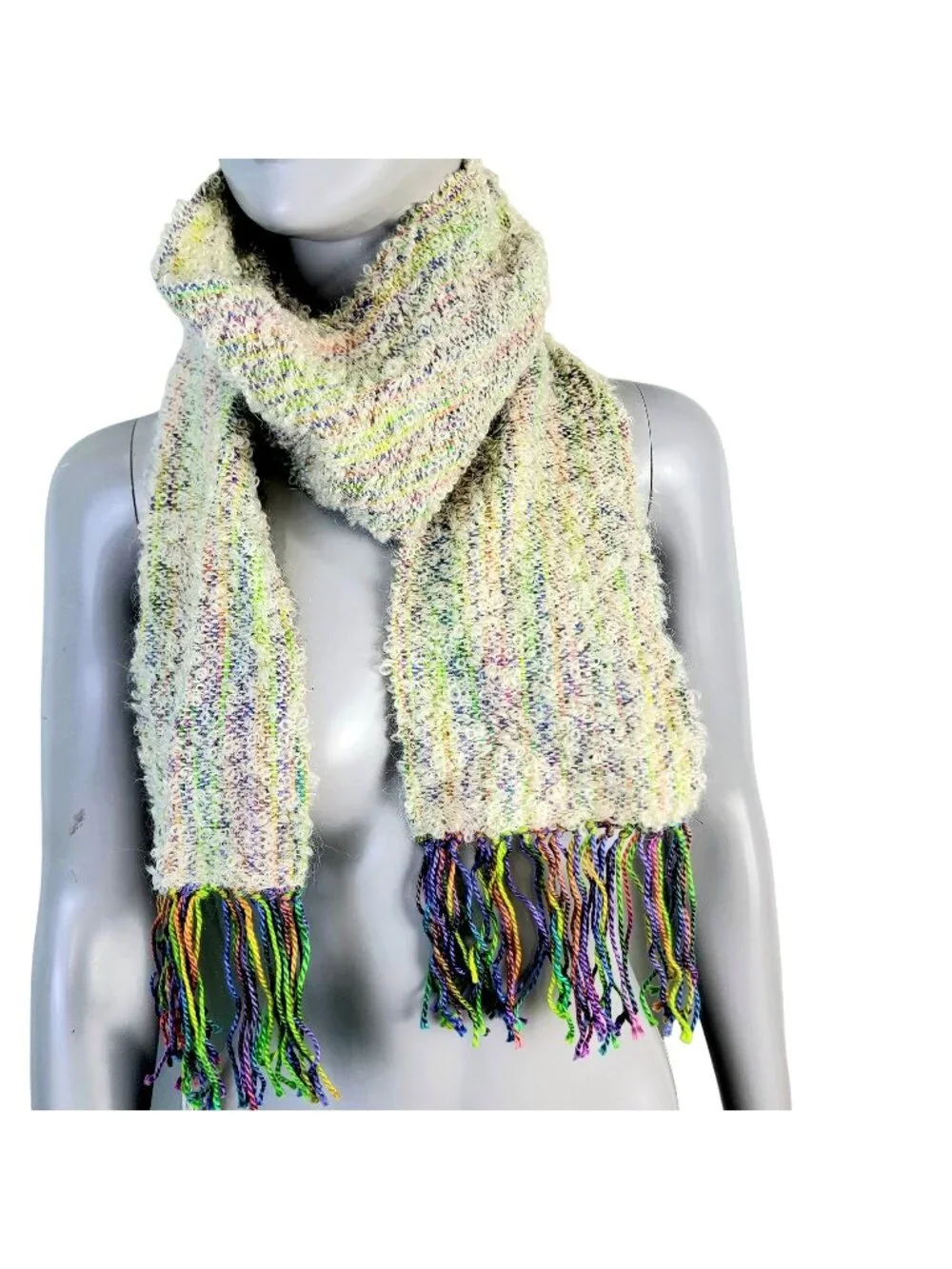 Mohair Boucle Silk Scarf Women Winter Accessories Handmade Colorful Crochet Knit